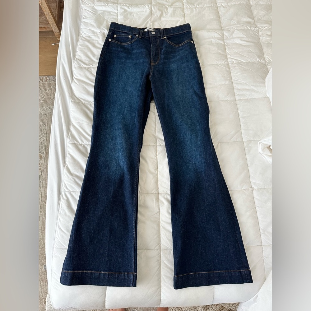 SPANX Blue Flare Wide Leg Jeans Classic Fit SLIMMING TECHNOLOGY